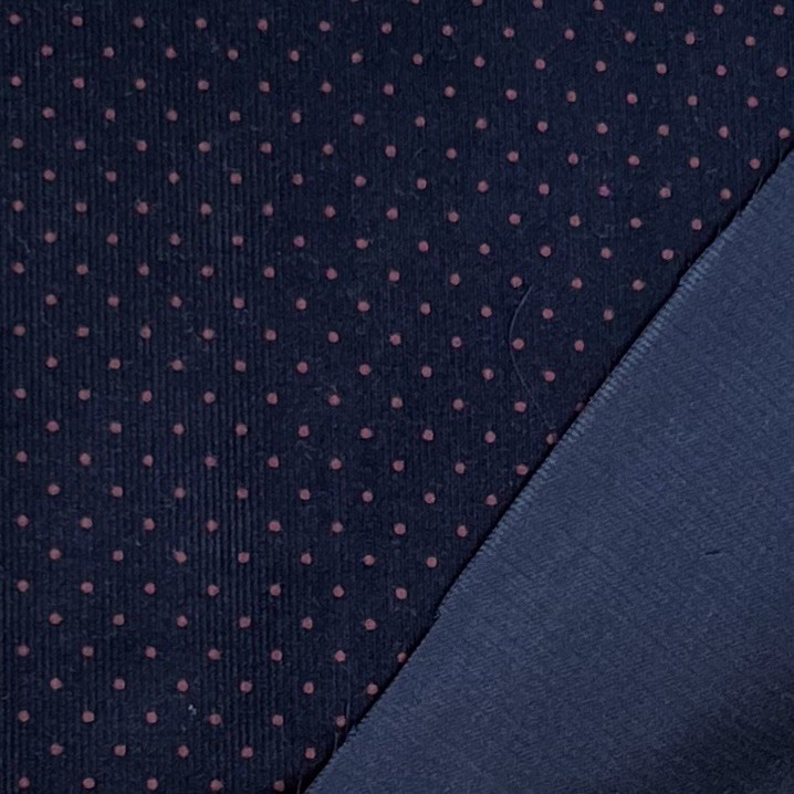 Микровельвет хлопковый, темно-синий в малиновый горох, Корея, арт. МВК-25 — изображение 3
